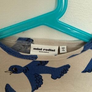 Mini Rodini Beige Top with Blue Bird Design